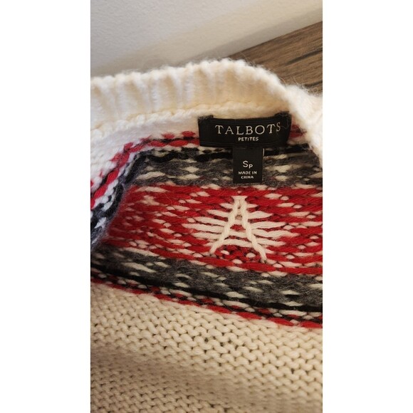 Talbots Womens Sweater Nordic Fair Isle Wool Blend Small Petite - Picture 3 of 9